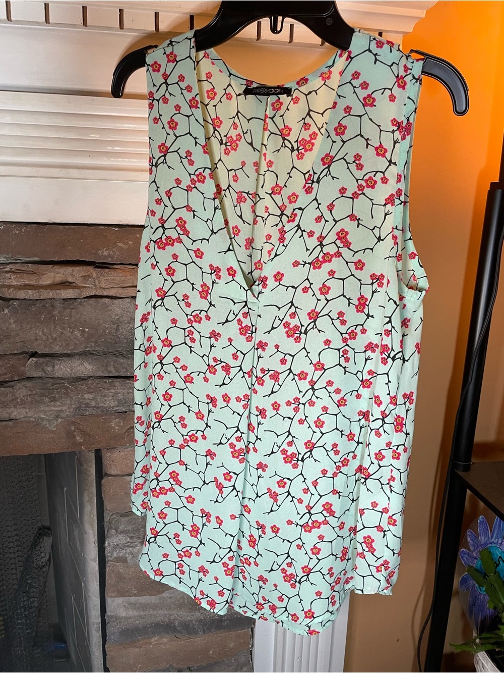 Papermoon Mint Floral Sleeveless V-Neck Camisole